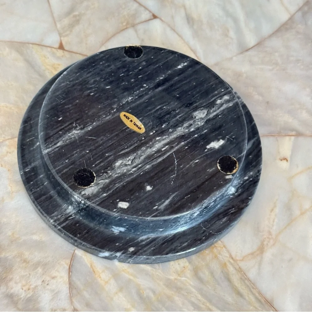 Round‎ Black Marble Tray with Cork Center Wine/Champagne Marble Bottle Coaster